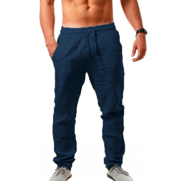 Men's Cotton Linen Pants – Casual Elastic Waist Trousers