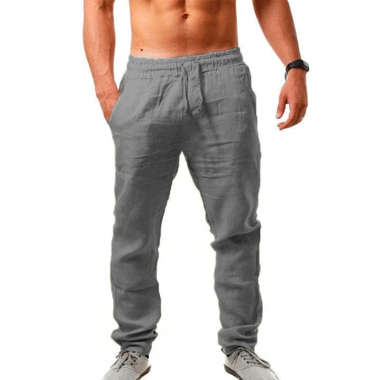 Men's Cotton Linen Pants – Casual Elastic Waist Trousers