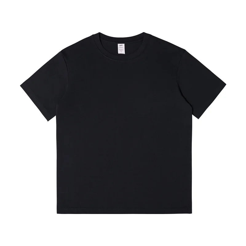 Men's Heavyweight Cotton T-Shirt – Solid Colour Loose Fit Casual Tee