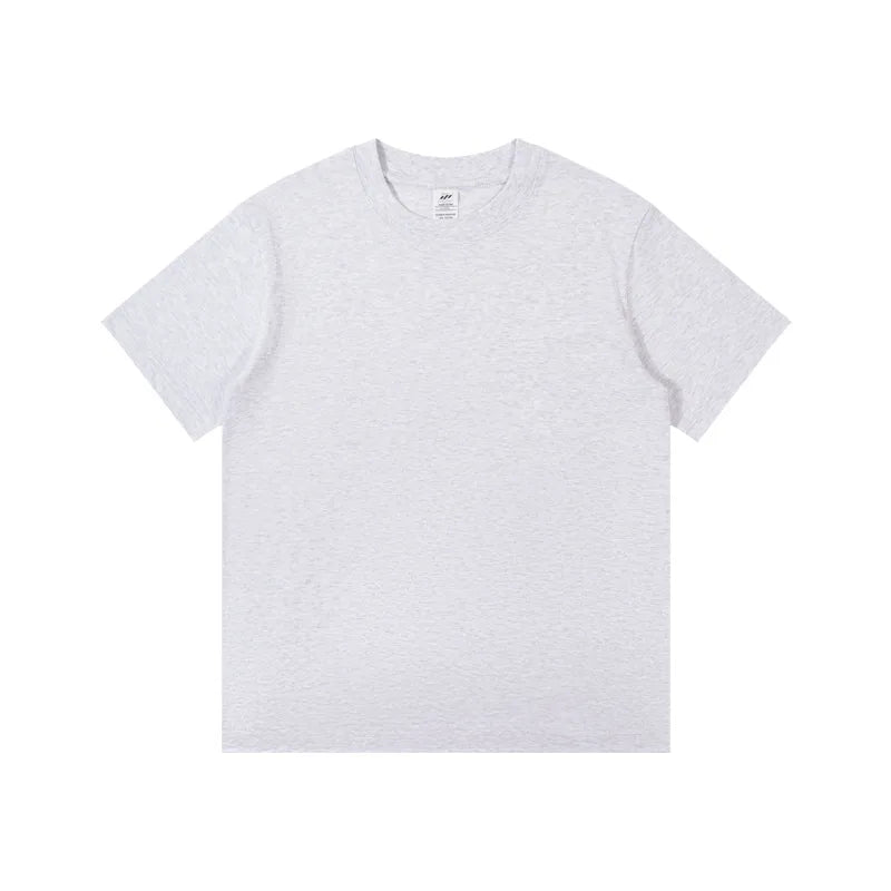 Men's Heavyweight Cotton T-Shirt – Solid Colour Loose Fit Casual Tee
