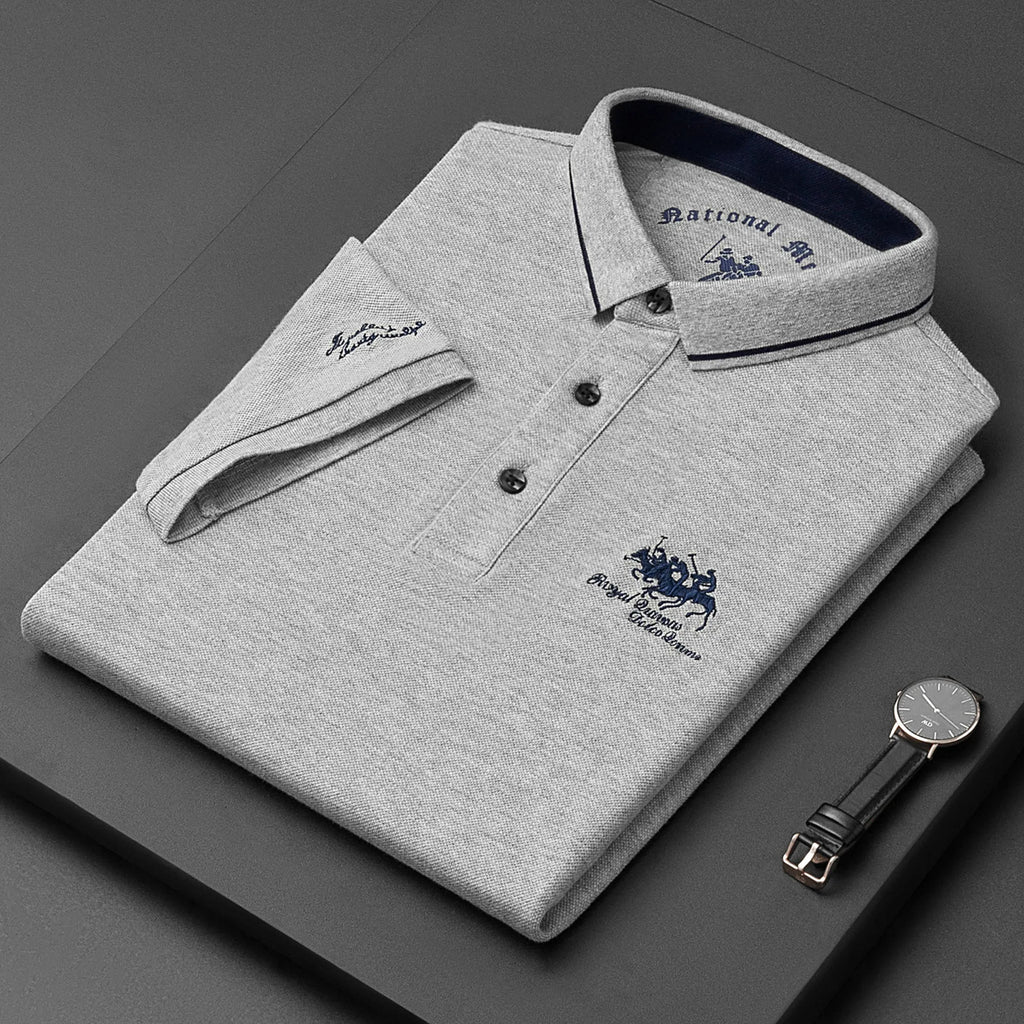 Men's Short Sleeve Polo Shirt – Embroidered Cotton Casual Top