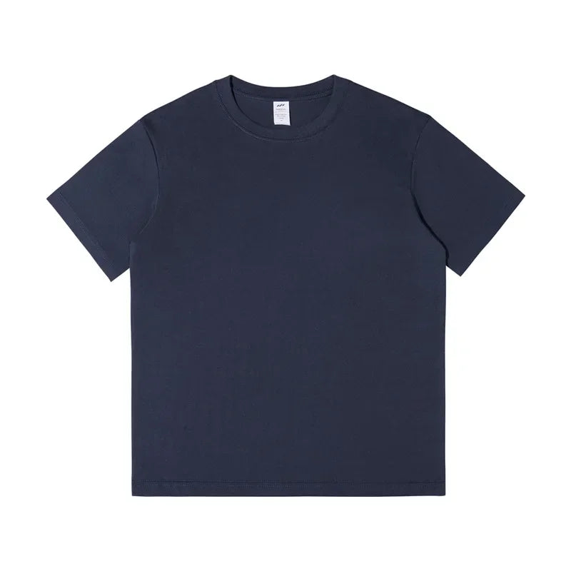 Men's Heavyweight Cotton T-Shirt – Solid Colour Loose Fit Casual Tee