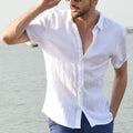 Men's Short Sleeve Linen Shirt – Casual Button-Up Summer Top