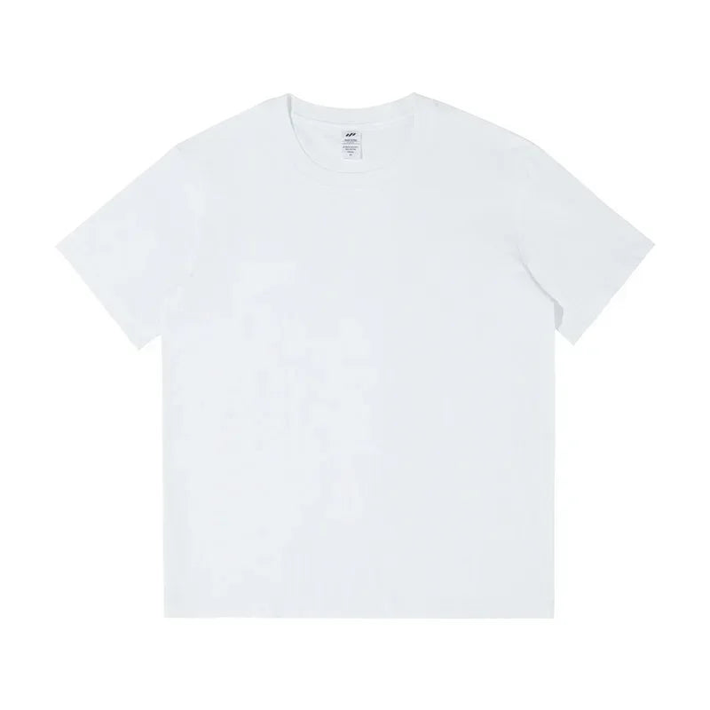 Men's Heavyweight Cotton T-Shirt – Solid Colour Loose Fit Casual Tee