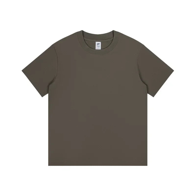 Men's Heavyweight Cotton T-Shirt – Solid Colour Loose Fit Casual Tee