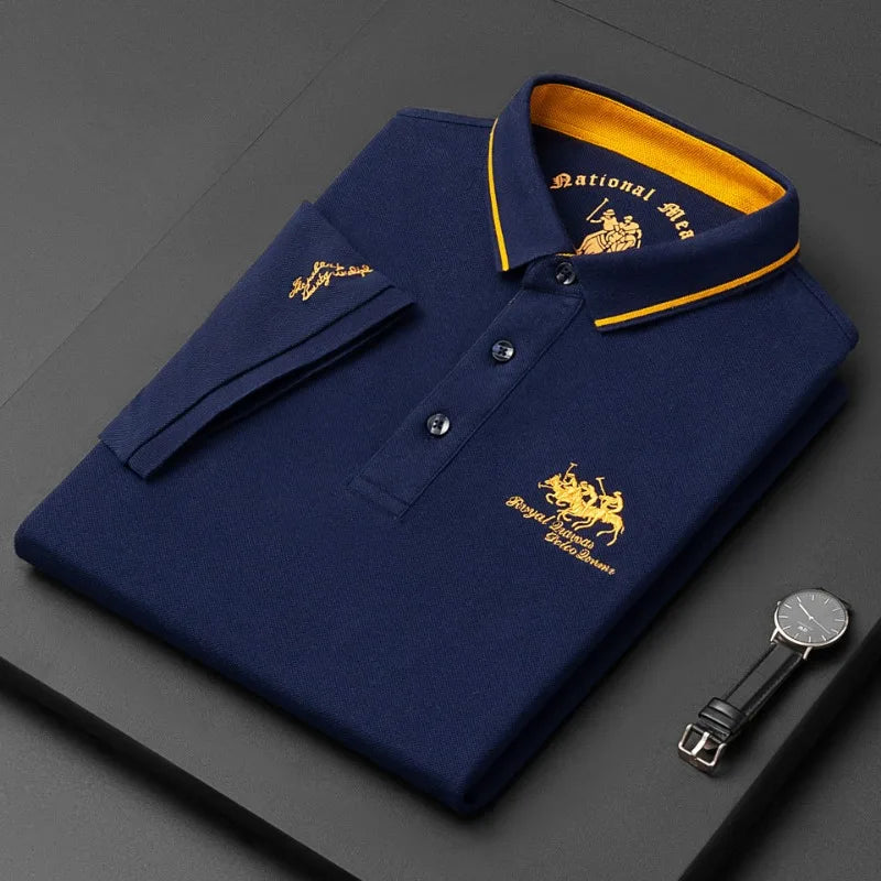 Men's Short Sleeve Polo Shirt – Embroidered Cotton Casual Top