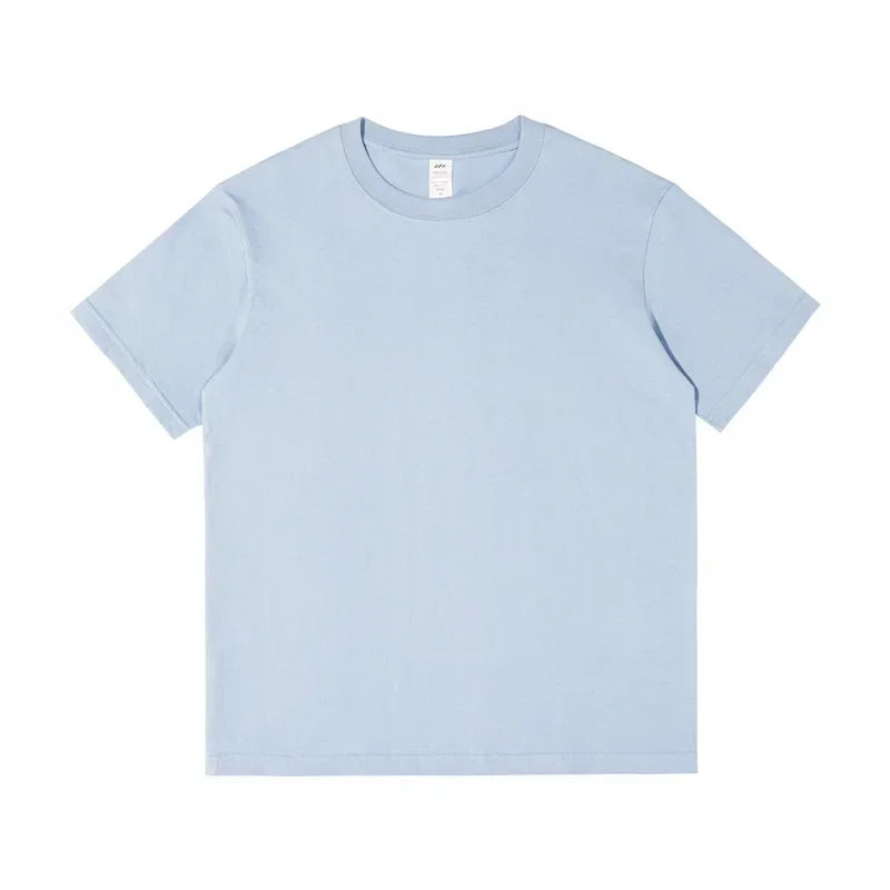 Men's Heavyweight Cotton T-Shirt – Solid Colour Loose Fit Casual Tee